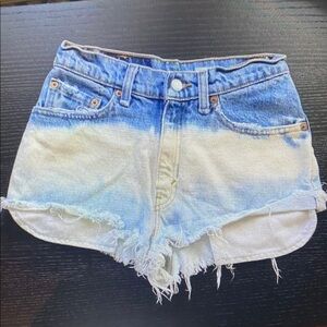 Blue and White Ombre Denim Shorts